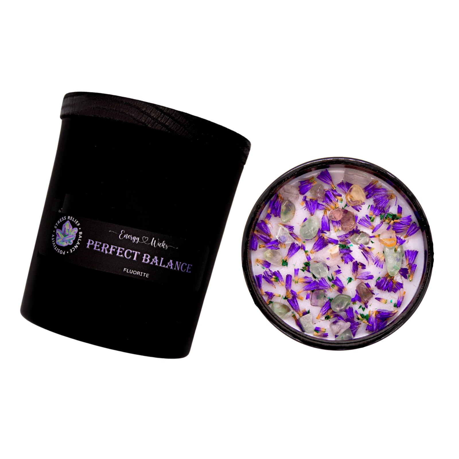 Balance Candle - Perfect Balance Crystal Candle with Fluorite for meditation and relaxation.