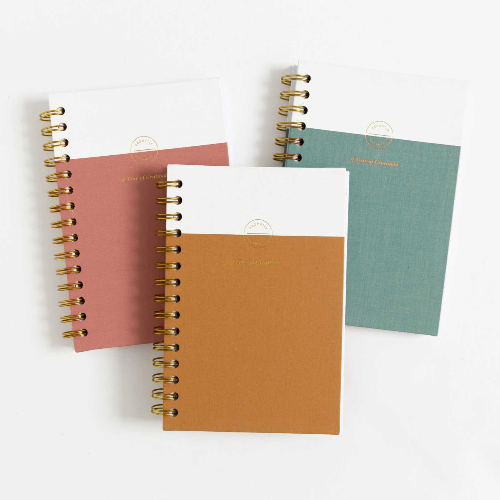 Gratitude Journal - Sea Foam by Promptly Journals, linen cover, guided journal, weekly prompts, mindfulness tool.
