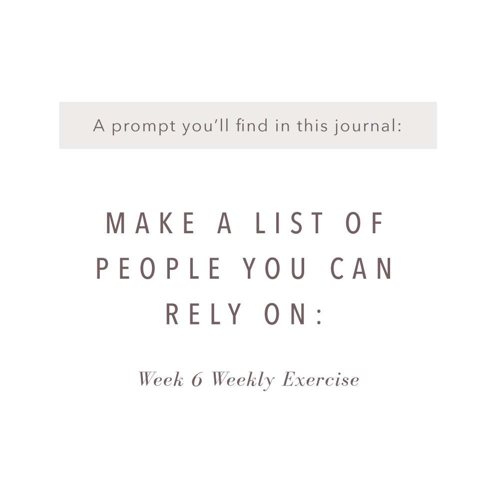 Promptly Journals Gratitude Journal featuring a prompt for week 6 exercise: Make a list of people you can rely on.