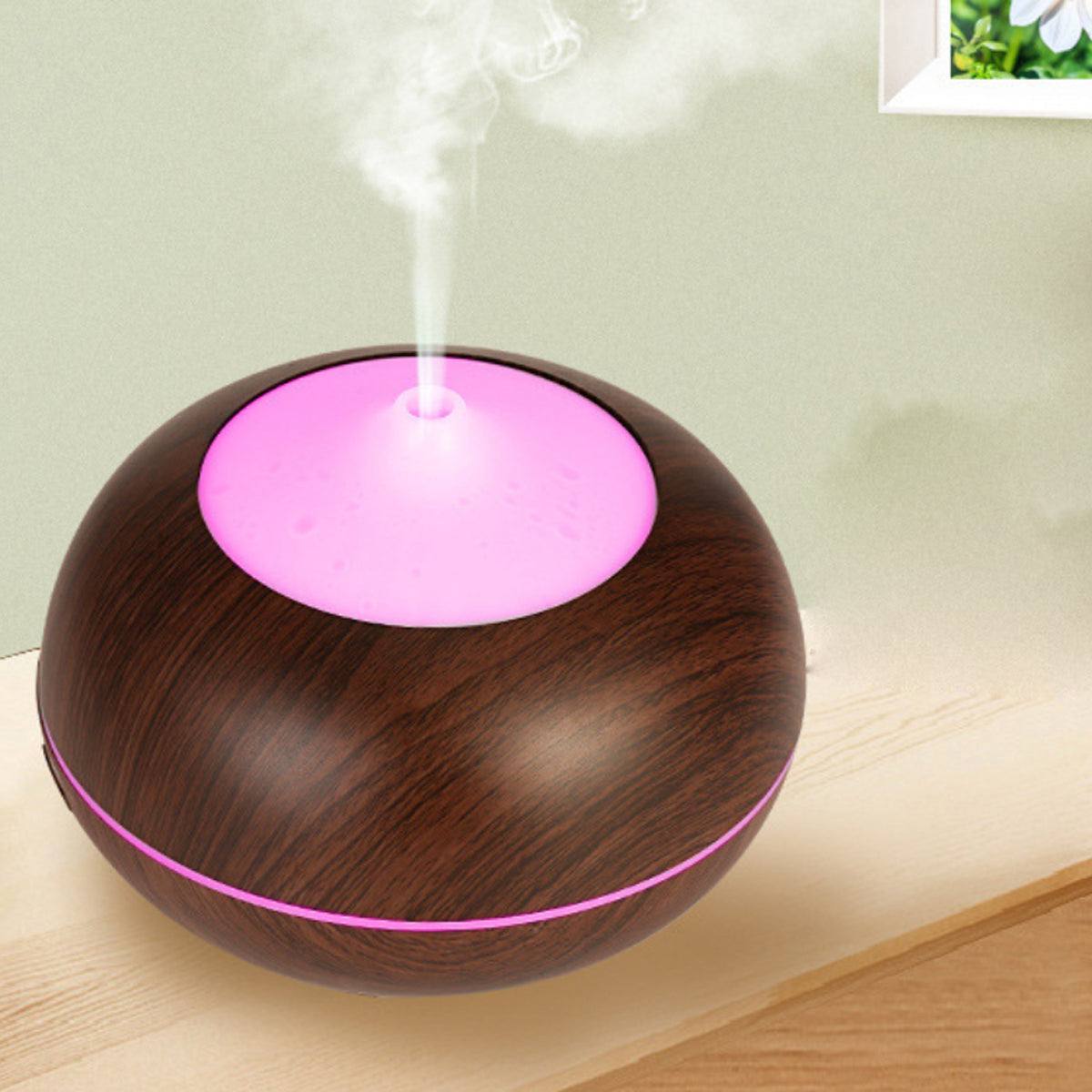 MISTysterious Humidifier Essential Oil with Natural Oak Design and LED Light