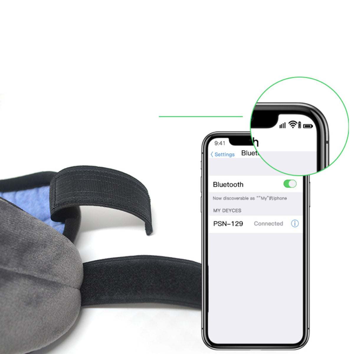 Bluetooth Sleep Mask with headphones, connected to smartphone via Bluetooth, EZ Sleep Eye Blind Fold, 2-in-1 eye mask, adjustable velvet design.