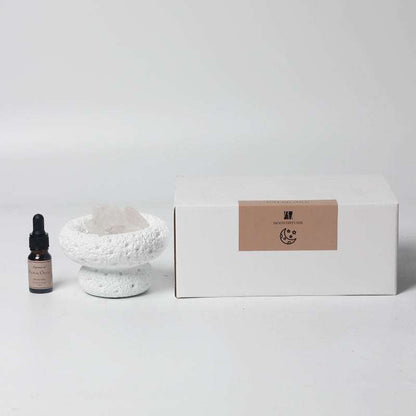 White Moon Diffuser – Floral Ocean with packaging and essential oil bottle.