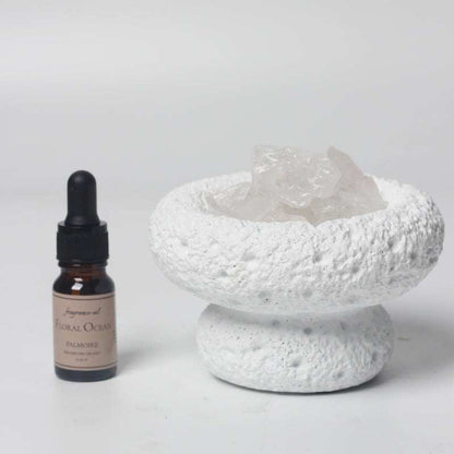 White Moon Diffuser with Floral Ocean fragrance and elegant design, enhancing home decor.