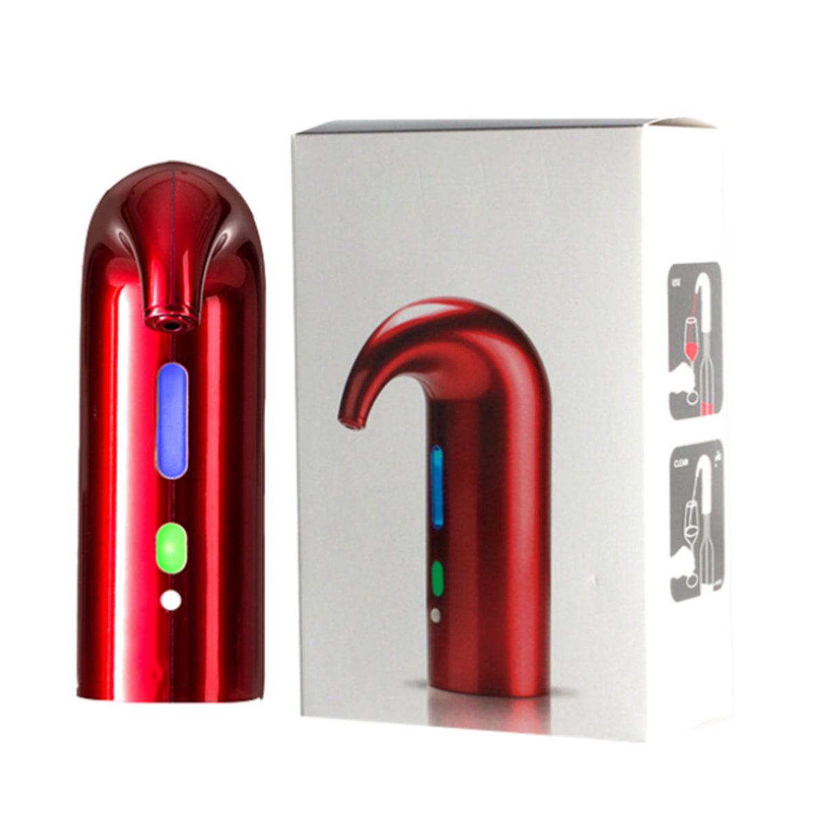 Wine On Tap Wine Oxygenator by VistaShops in red finish, ideal for smoother tasting wine.