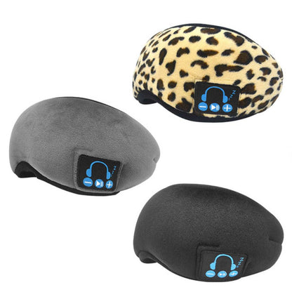 Bluetooth Sleep Mask with headphones in grey, black, and leopard print options; EZ Sleep Eye Blind Fold for music-enhanced rest.