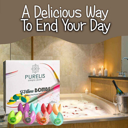 Reveal Your Fortune Spa Gift Set with 24 Fortune Cookie Bath Bombs in Relaxing Bath Setting