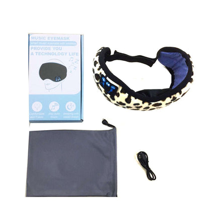 Bluetooth Sleep Mask with Headphones, USB Rechargeable, EZ Sleep Eye Blind Fold in Leopard Print.