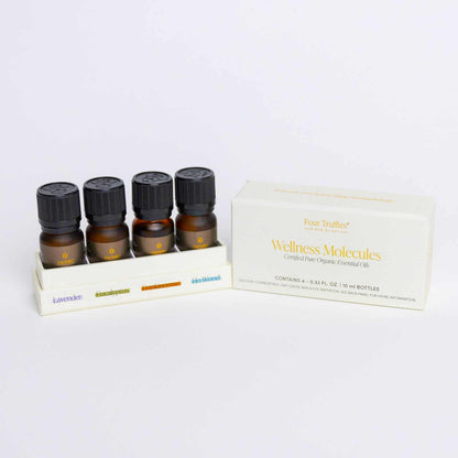 Wellness Molecules Essential Oil Set by Four Truffles, 100% organic aromatherapy oils.