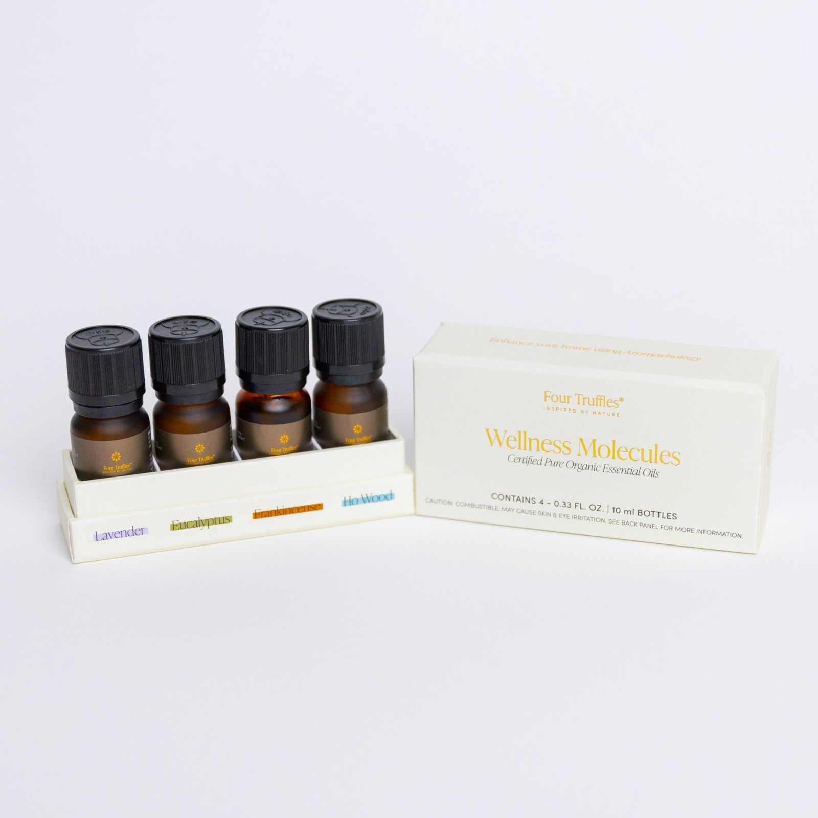 Wellness Molecules Essential Oil Set by Four Truffles with organic oils for home wellness.