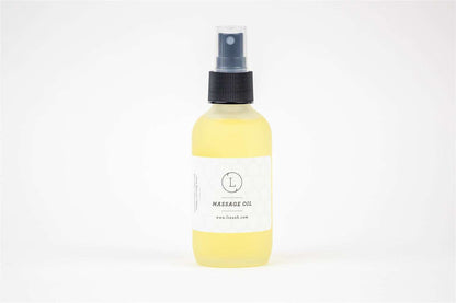 Bottle of massage oil from the Bath and Body Skincare Gift Box, ideal for relaxation and self-care.