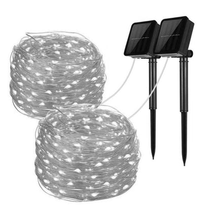 Solar-powered Mini Fiery 100 Lights in 2-pack, waterproof for indoor or outdoor use, auto on/off, 40ft string.